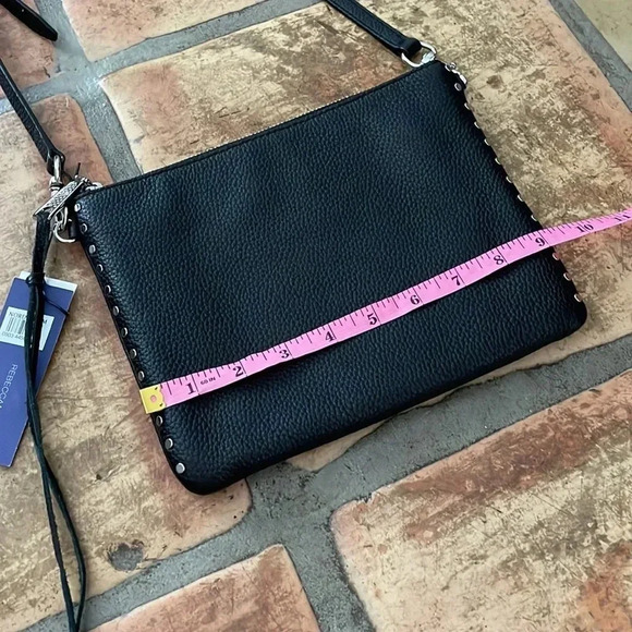 NEW ✨ Rebecca Minkoff Black Leather Bag w Silver Hardware and Studs Adj Strap - Picture 6 of 12